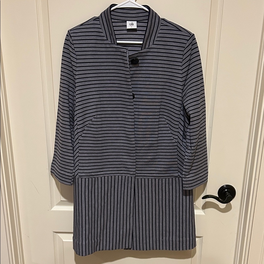CAbi NEVER WORN Women's Navy and Gray Striped Jacket